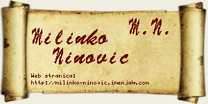 Milinko Ninović vizit kartica